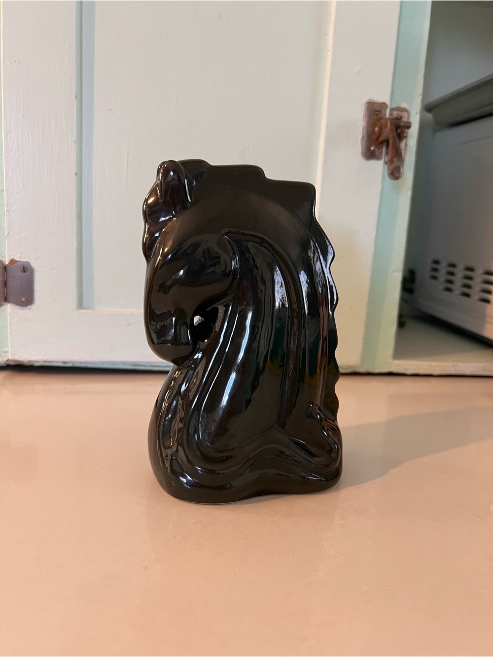 Black Ceramic Horse Head Sculpture - Home Art